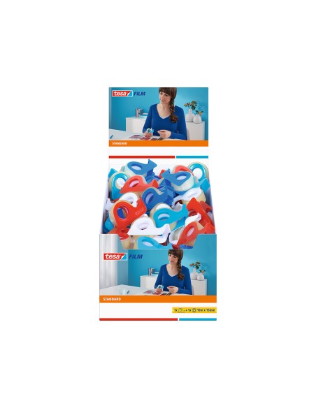 Cinta adhesiva tesa standard con dispensador 10 m x 15 mm