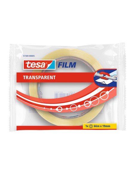 Cinta adhesiva tesa transparente 66 m x 19 mm