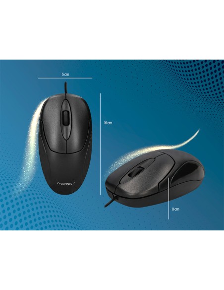 Raton q-connect optico 800 dpi usb 1,5 ghz negro con cable