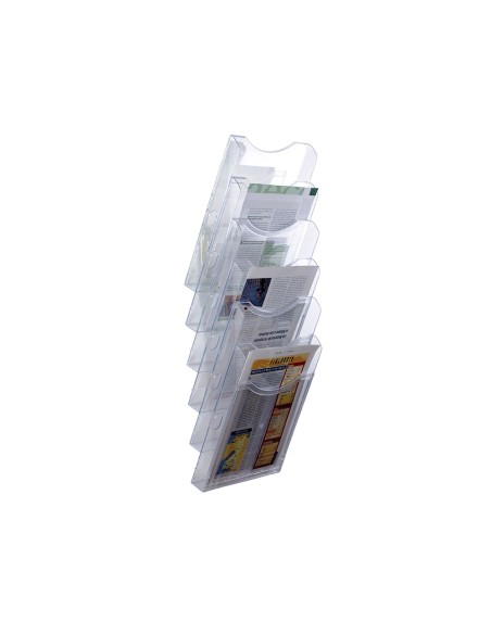 Expositor mural archivo 2000 de pared 6 bandejas din a4 transparente 190x235x685 mm separadores moviles ajustables
