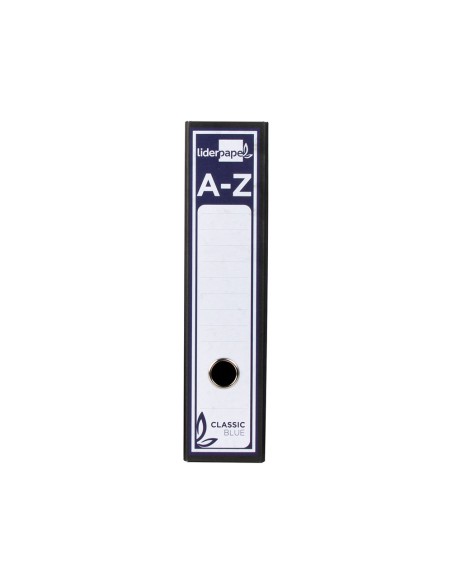 Archivador de palanca liderpapel folio classic blue carton entrecolado sin rado lomo 80mm negro compresor metal