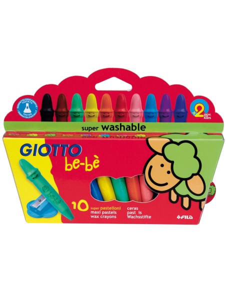 Lapices cera giotto super bebe caja de 10 colores surtidos + sacapuntas