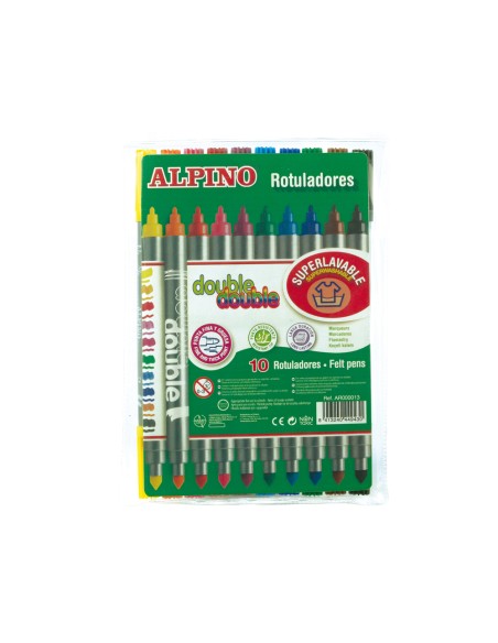 Rotulador alpino double double punta gruesa y punta fina caja de 10+2 unidades colores surtidos