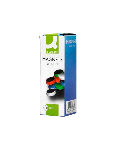 Iman para sujecion q-connect ideal para pizarras magneticas35 mm colores surtidos caja de 10 unidades