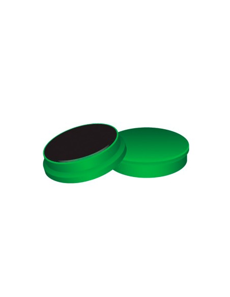 Iman para sujecion q-connect ideal para pizarras magneticas35 mm verde caja de 10 unidades