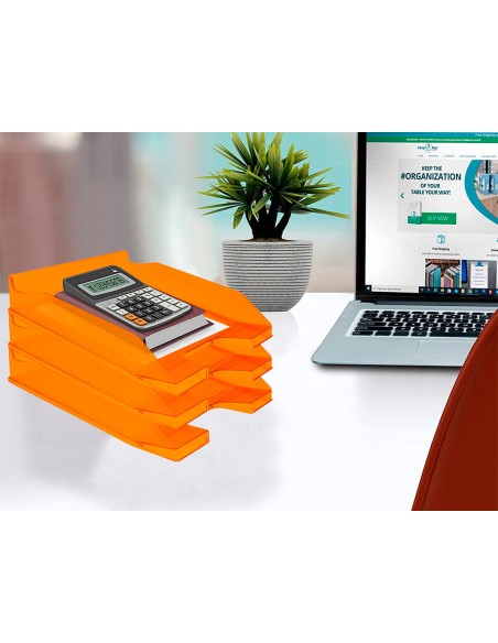 Bandeja sobremesa plastico q-connect naranja transparente 240x70x340 mm