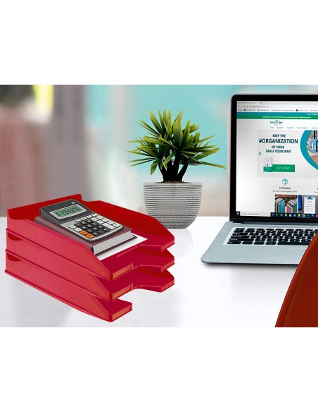 Bandeja sobremesa plastico q-connect rojo opaco 240x70x340 mm