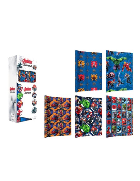 Papel de regalo basika marvel rollo ancho 70 cm longitud 2 m diseños surtidos