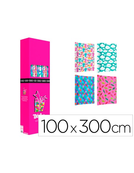 Papel de regalo basika infantil rollo ancho 1 m longitud 3 m diseños surtidos