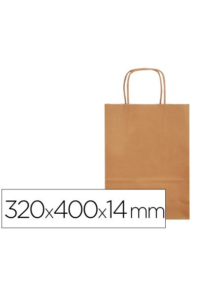 Bolsa papel q-connect celulosa natural liso l con asa retorcida 320x400x140 mm