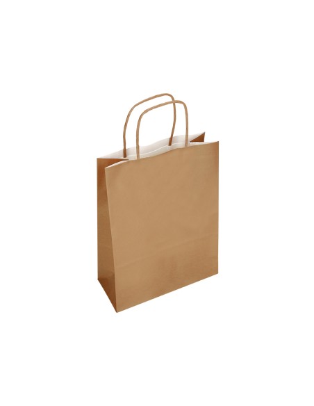 Bolsa papel q-connect celulosa natural liso l con asa retorcida 320x400x140 mm