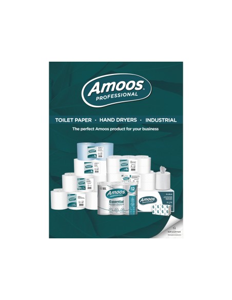 Papel secamanos amoos industrial 2 capas 32g/m2 blanco 90 m paquete de 6 rollos