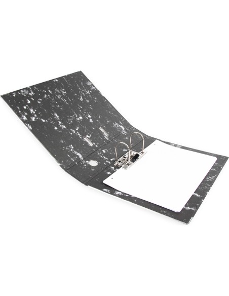 Archivador de palanca liderpapel carton forrado din a4 jaspeado negro sin caja-con rado mecanismo 75mm
