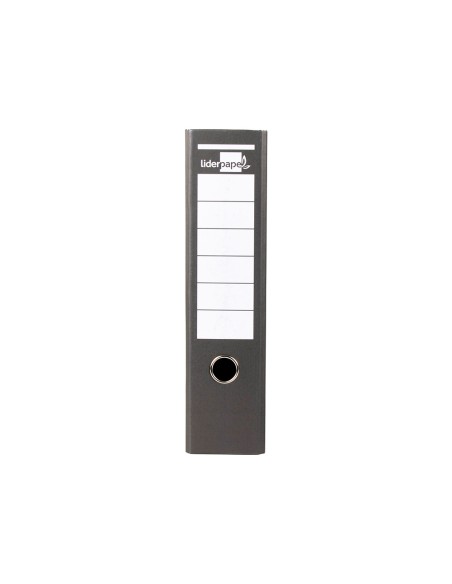 Archivador de palanca liderpapel folio carton forrado sin rado lomo 80mm negro compresor metalico