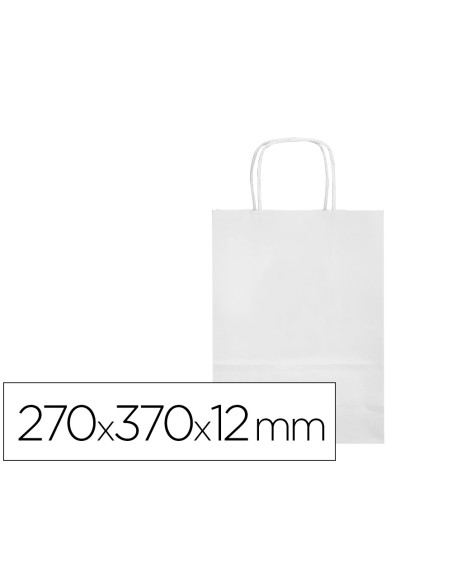 Bolsa papel q-connect celulosa blanco m con asa retorcida 270x370x120 mm