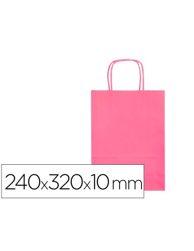 Bolsa papel q-connect celulosa rosa s con asa...