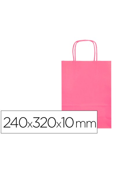 Bolsa papel q-connect celulosa rosa s con asa retorcida 240x320x100 mm