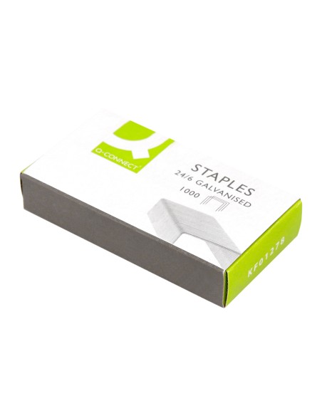 Grapas q-connect nº 22/6 24/6 galvanizadas caja de 1000 unidades