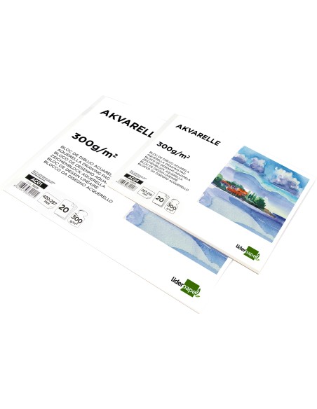 Bloc dibujo liderpapel acuarela encolado 210x297mm 20 hojas 300g/m2 sin recuadro
