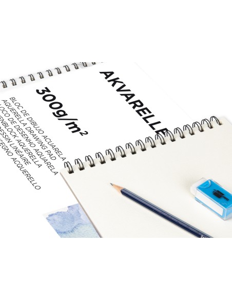 Bloc dibujo liderpapel acuarela espiral 297x420mm 10 hojas 300g/m2 sin recuadro