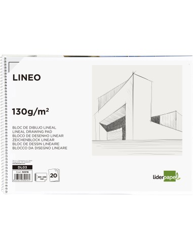Bloc dibujo liderpapel lineal espiral 230x325mm...