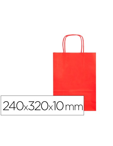 Bolsa papel q-connect celulosa rojo s con asa...
