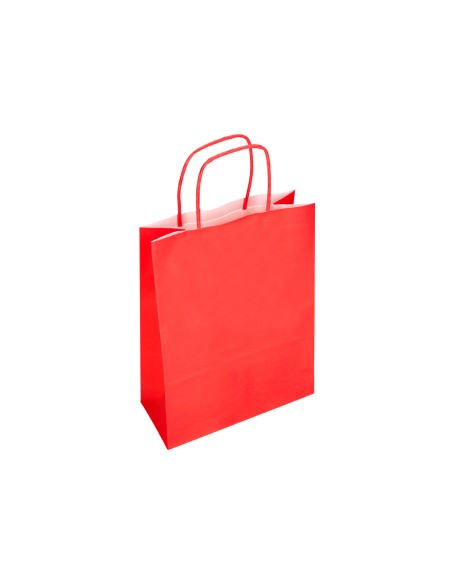 Bolsa papel q-connect celulosa rojo s con asa retorcida 240x320x100 mm