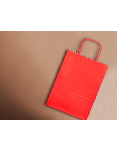 Bolsa papel q-connect celulosa rojo s con asa retorcida 240x320x100 mm