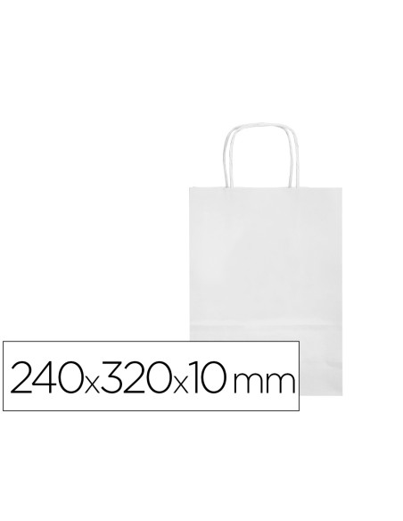 Bolsa papel q-connect celulosa blanco s con asa retorcida 240x320x100 mm
