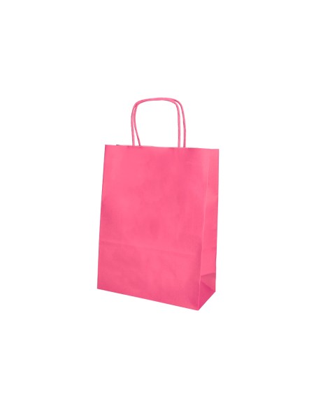 Bolsa papel q-connect celulosa rosa xs con asa retorcida 180x240x80 mm