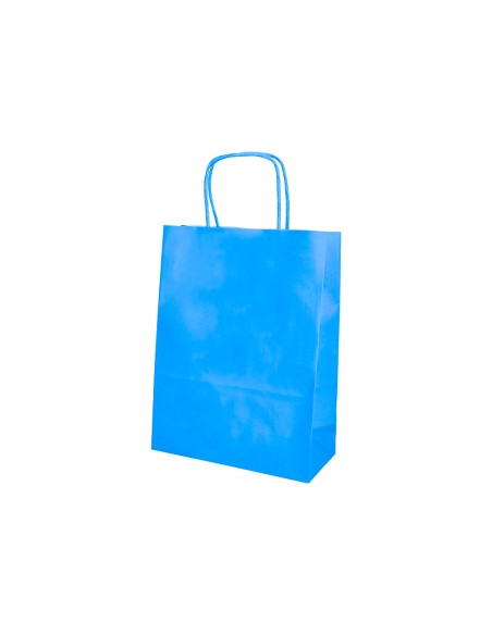 Bolsa papel q-connect celulosa celeste xs con asa retorcida 180x240x80 mm