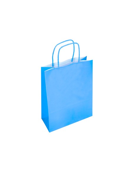 Bolsa papel q-connect celulosa celeste xs con asa retorcida 180x240x80 mm
