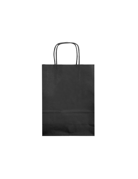 Bolsa papel q-connect celulosa negro xs con asa retorcida 180x240x80 mm