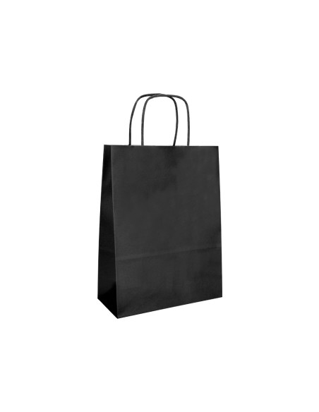 Bolsa papel q-connect celulosa negro xs con asa retorcida 180x240x80 mm