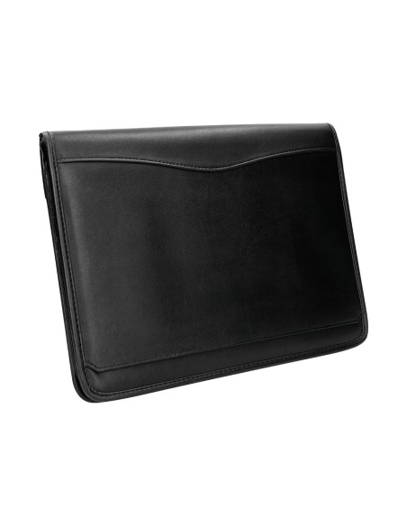 Carpeta portafolios q-connect cremallera 4 anillas 20 mm concalculadora con bolsa para movil color negro 260x355 mm