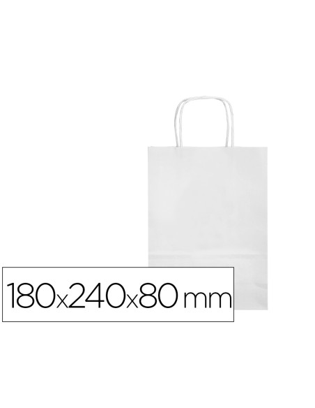 Bolsa papel q-connect celulosa blanco xs con asa retorcida 180x240x80 mm
