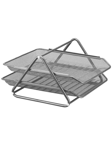 Bandeja sobremesa metalica q-connect rejilla gxa100 plata 2 bandejas movibles 300x185x350 mm