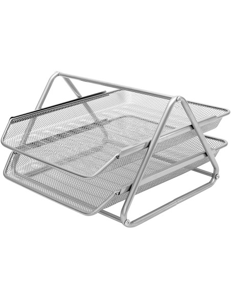 Bandeja sobremesa metalica q-connect rejilla gxa100 plata 2 bandejas movibles 300x185x350 mm