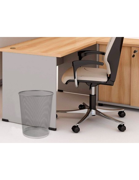 Papelera metalica q-connect rejilla gris 190x260x235 mm
