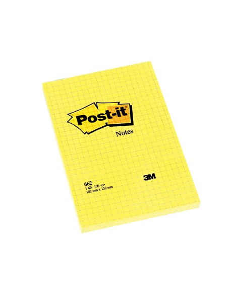 Bloc de notas adhesivas quita y pon post-it 102x152 mm cuadriculado 662