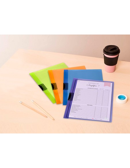 Carpeta liderpapel dossier pinza lateral 45301 polipropileno din a4 naranja 30 hojas pinza deslizante