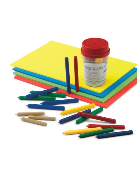 Punzon faibo plastico con punta de acero latonado 10 cm colores surtidos