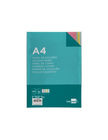 Papel color liderpapel a4 80gr 4 colores...