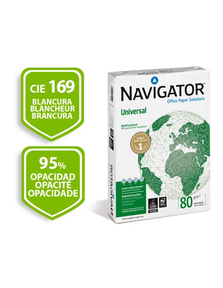 Papel fotocopiadora navigator din a3 80 gramos papel multiuso ink-jet y laser paquete de 500 hojas