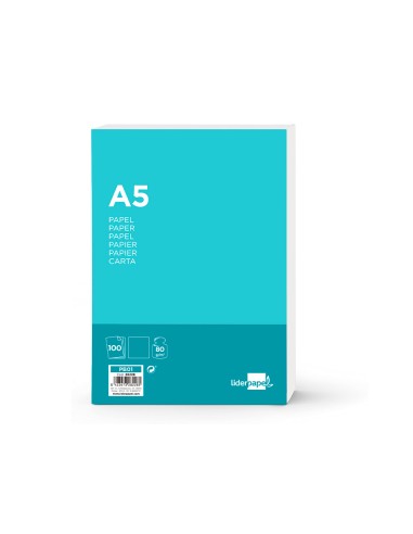 Papel liderpapel a5 80g/m2 liso paquete de 100...