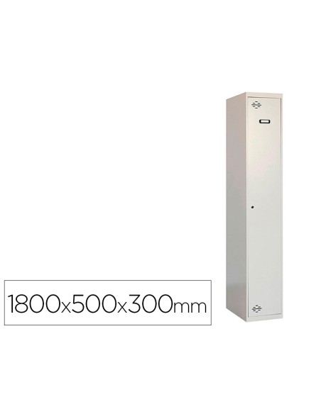 Taquilla metalica simonrack 1 puerta con cerradura respiradero y etiquetero gris/gris 1800x500x300 mm