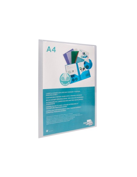 Carpeta liderpapel dossier dos bolsas canguro 45684 polipropileno din a4 transparente