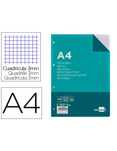 Recambio liderpapel a4 100 hojas 100gr cuadro...