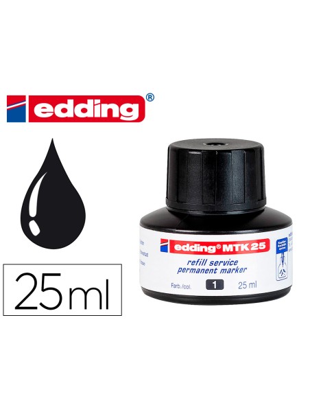 Tinta rotulador edding mtk25 con sistema capilar color negro bote 25 ml