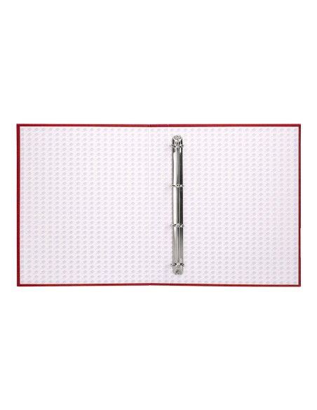 Carpeta de 4 anillas 25mm mixtas liderpapel folio carton forrado paper coat color rojo